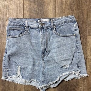 Celebrity Pink Light Blue Distressed Jean Shorts